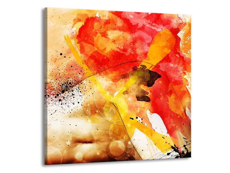 Canvas schilderij Abstract | Rood, Geel, Wit | 70x70cm 1Luik