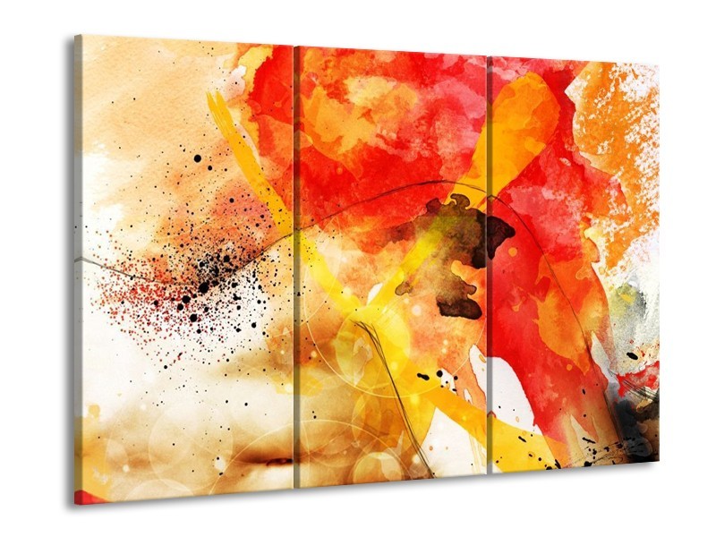 Canvas schilderij Abstract | Rood, Geel, Wit | 90x60cm 3Luik