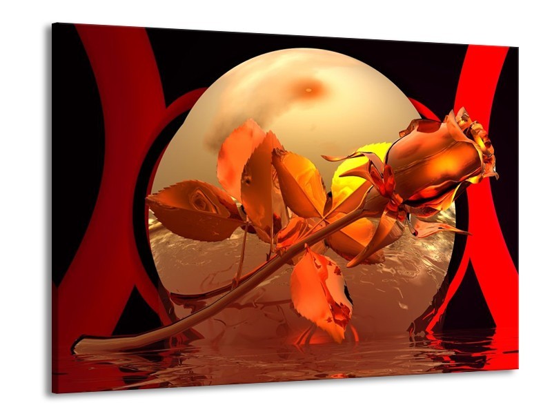 Glas schilderij Roos | Rood, Goud, Geel | 100x70cm 1Luik