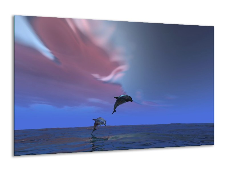 Canvas schilderij Dolfijn | Blauw, Paars, Grijs | 120x70cm 1Luik