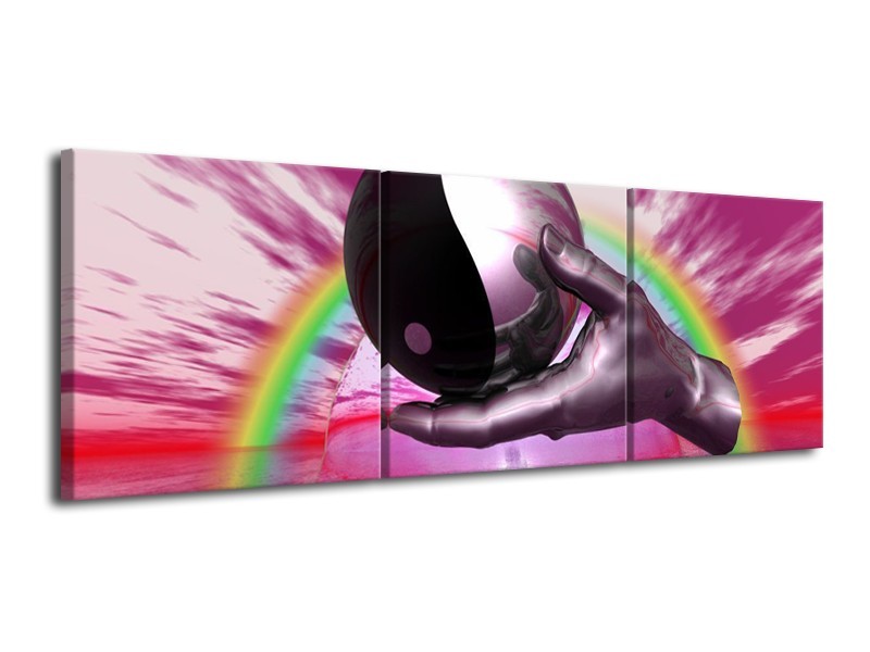 Glas schilderij Teken | Paars, Zwart, Grijs | 120x40cm 3Luik