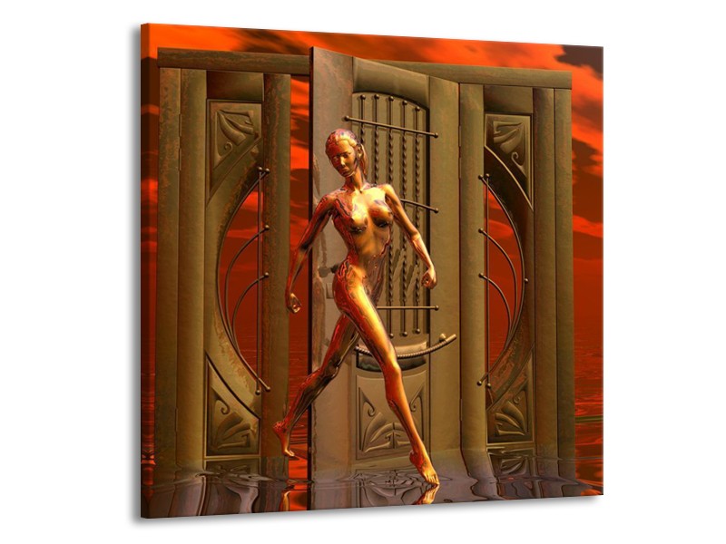 Canvas schilderij Abstract | Grijs, Rood | 70x70cm 1Luik