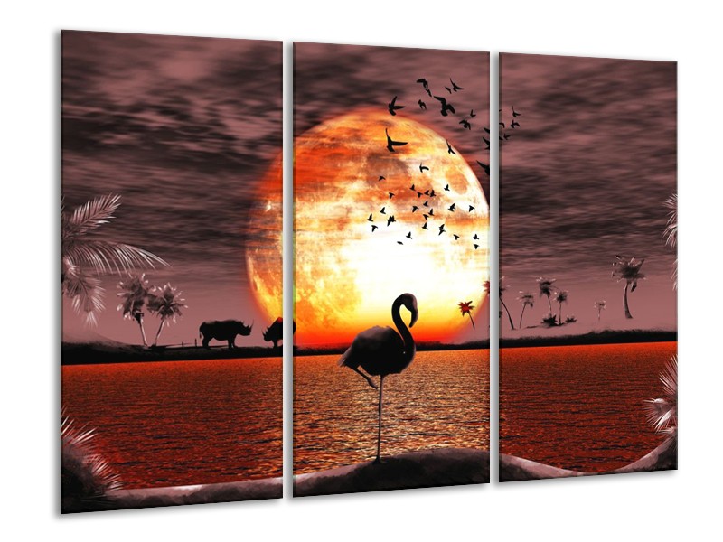 Canvas schilderij Natuur | Geel, Rood, Zwart | 120x80cm 3Luik