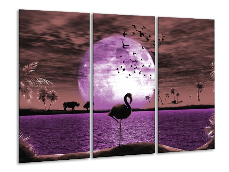 Canvas schilderij Natuur | Paars, Wit, Zwart | 120x80cm 3Luik