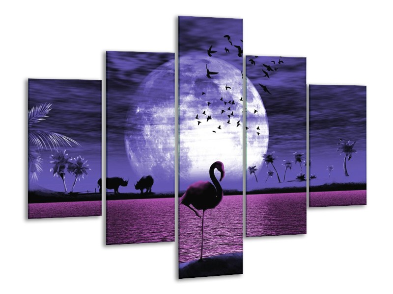 Canvas schilderij Natuur | Blauw, Paars, Wit | 100x70cm 5Luik