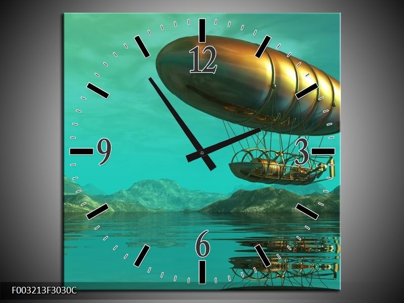 Klok schilderij Abstract | Blauw, Groen, Geel | 30x30cm 1Luik