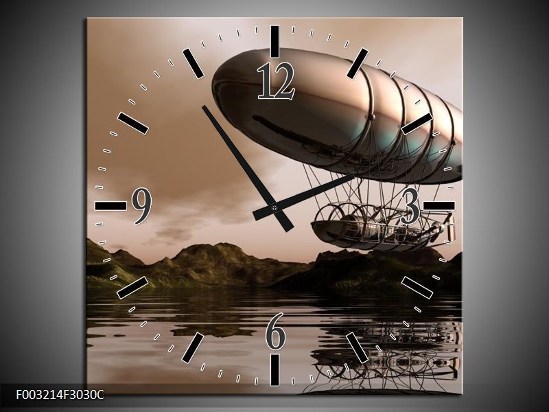 Klok schilderij Abstract | Grijs, Zwart, Wit | 30x30cm 1Luik