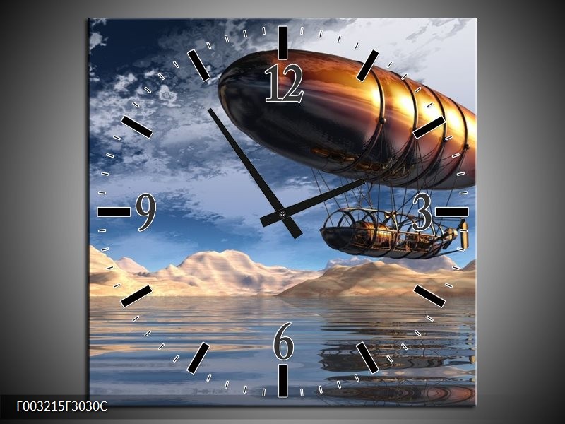 Klok schilderij Abstract | Blauw, Bruin, Wit | 30x30cm 1Luik