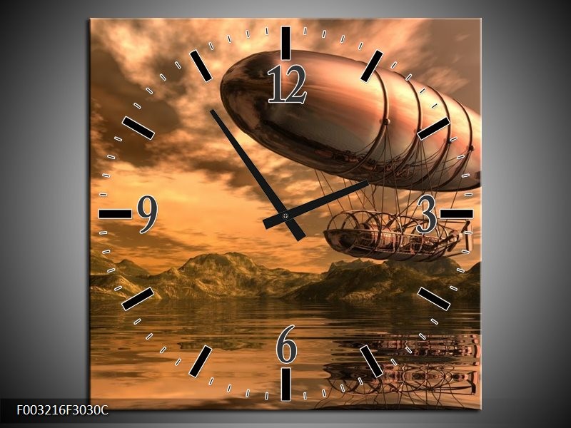 Klok schilderij Abstract | Goud, Bruin, Geel | 30x30cm 1Luik