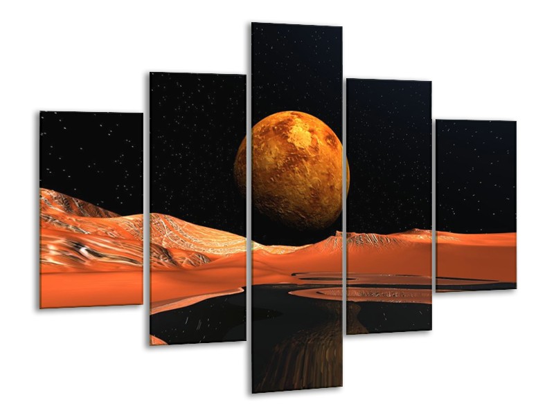 Canvas schilderij Natuur | Rood, Zwart, Oranje | 100x70cm 5Luik