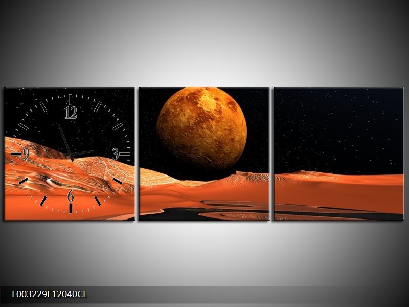 Klok schilderij Natuur | Rood, Zwart, Oranje | 120x40cm 3Luik