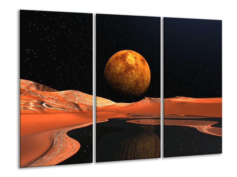 Canvas schilderij Natuur | Rood, Zwart, Oranje | 120x80cm 3Luik