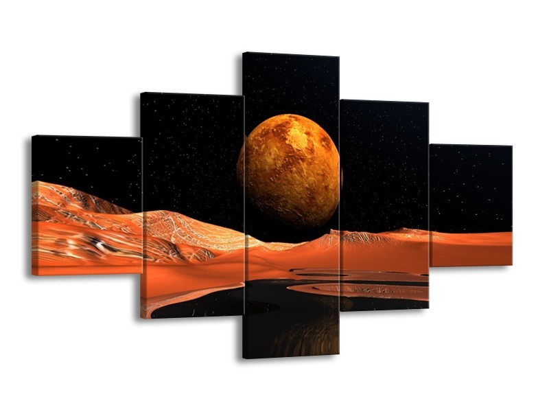 Canvas schilderij Natuur | Rood, Zwart, Oranje | 125x70cm 5Luik