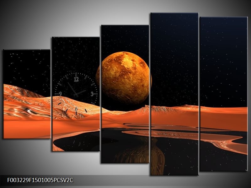 Klok schilderij Natuur | Rood, Zwart, Oranje | 150x100cm 5Luik