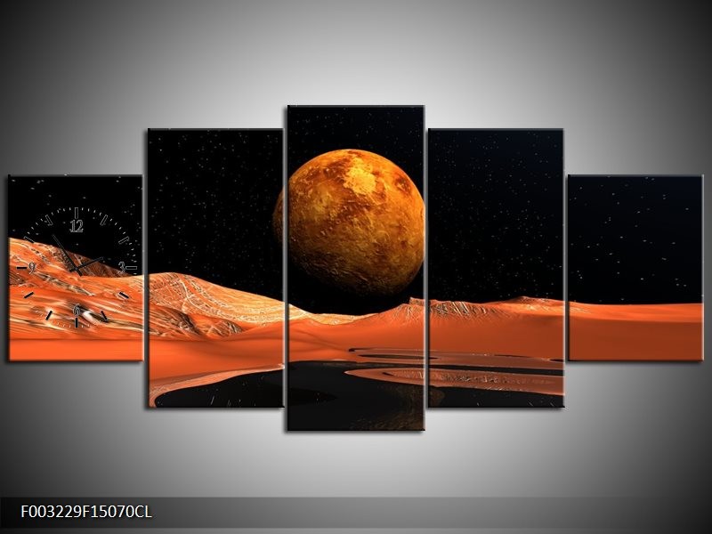 Klok schilderij Natuur | Rood, Zwart, Oranje | 150x70cm 5Luik