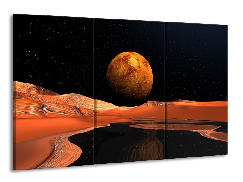 Canvas schilderij Natuur | Rood, Zwart, Oranje | 165x100cm 3Luik