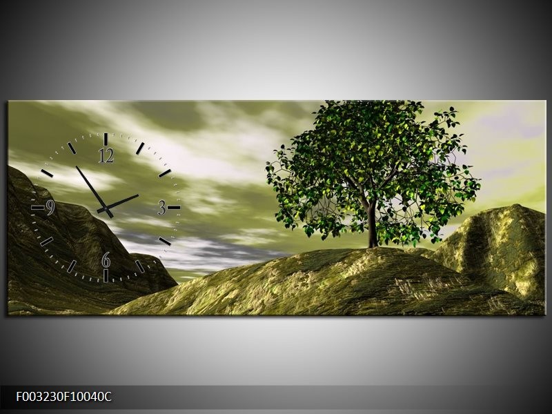 Klok schilderij Natuur | Groen, Grijs, Wit | 100x40cm 1Luik