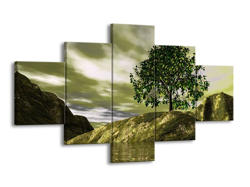 Glas schilderij Natuur | Groen, Grijs, Wit | 125x70cm 5Luik