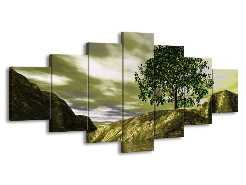 Canvas schilderij Natuur | Groen, Grijs, Wit | 210x100cm 7Luik