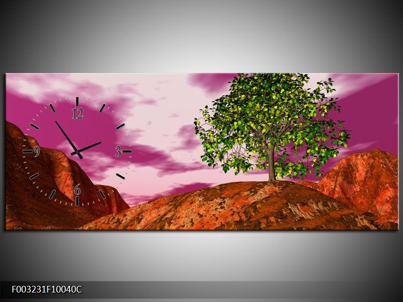 Klok schilderij Natuur | Groen, Paars, Roze | 100x40cm 1Luik