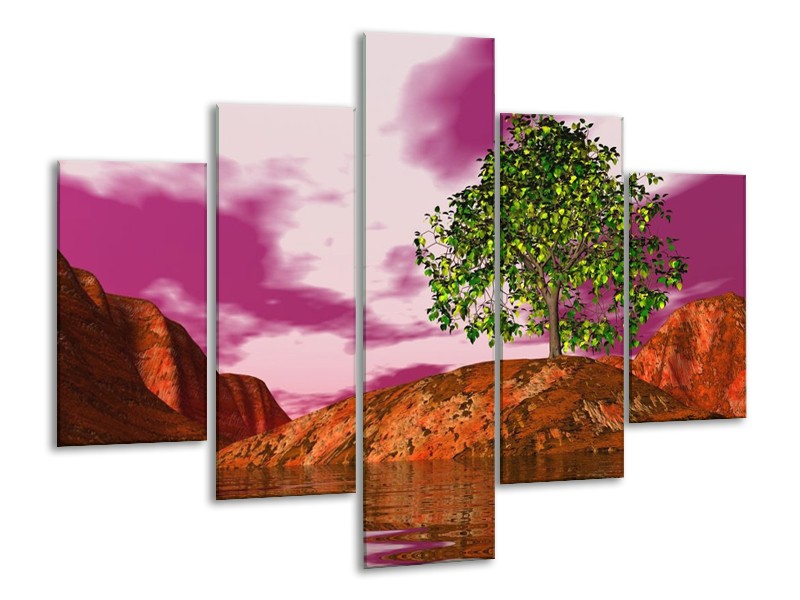 Glas schilderij Natuur | Groen, Paars, Roze | 100x70cm 5Luik