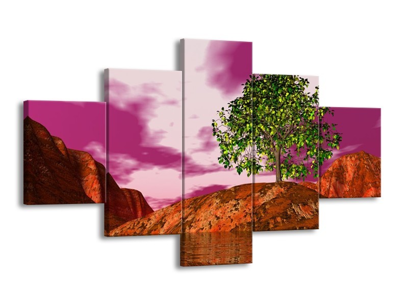 Glas schilderij Natuur | Groen, Paars, Roze | 125x70cm 5Luik
