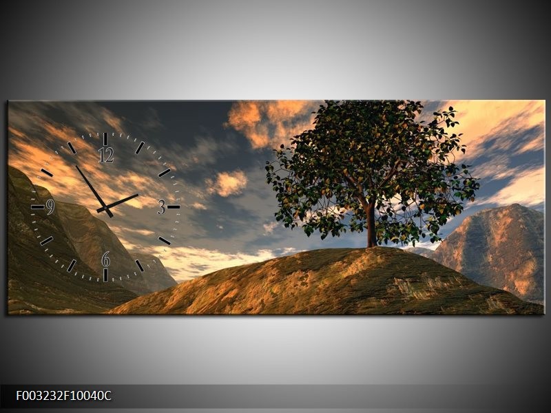 Klok schilderij Natuur | Grijs, Blauw, Wit | 100x40cm 1Luik