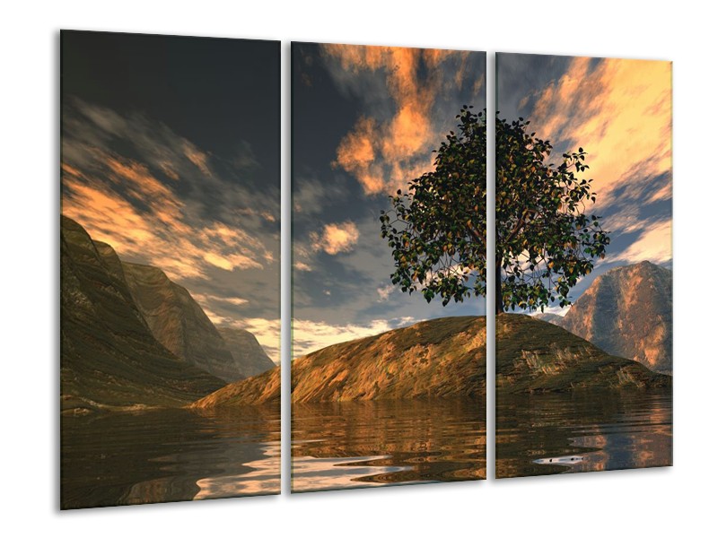 Canvas schilderij Natuur | Grijs, Blauw, Wit | 120x80cm 3Luik