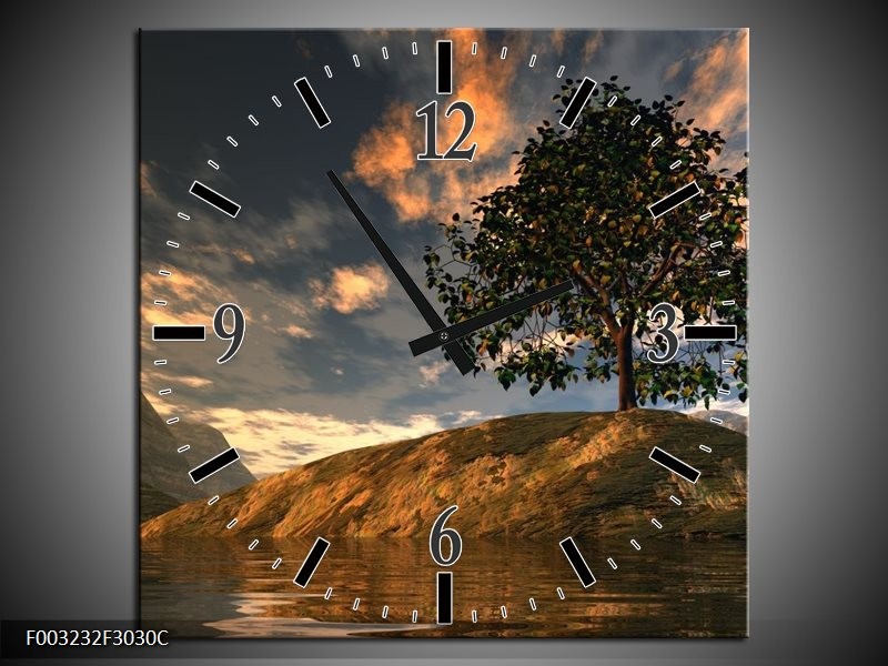 Klok schilderij Natuur | Grijs, Blauw, Wit | 30x30cm 1Luik