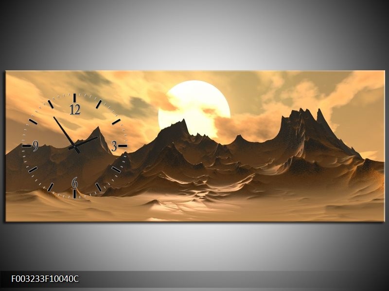 Klok schilderij Natuur | Wit, Bruin, Grijs | 100x40cm 1Luik