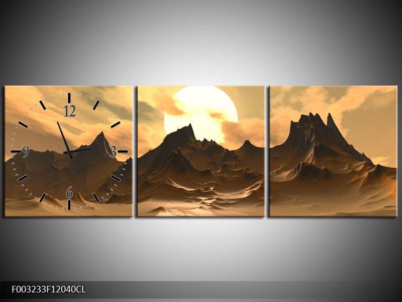 Klok schilderij Natuur | Wit, Bruin, Grijs | 120x40cm 3Luik