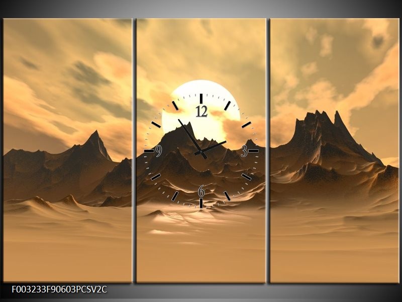 Klok schilderij Natuur | Wit, Bruin, Grijs | 90x60cm 3Luik