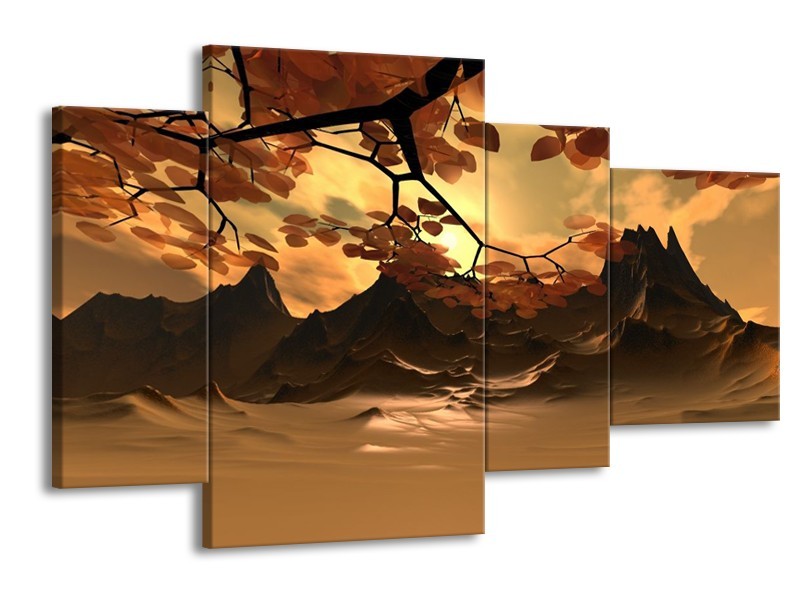 Glas schilderij Natuur | Bruin, Wit, Geel | 120x75cm 4Luik