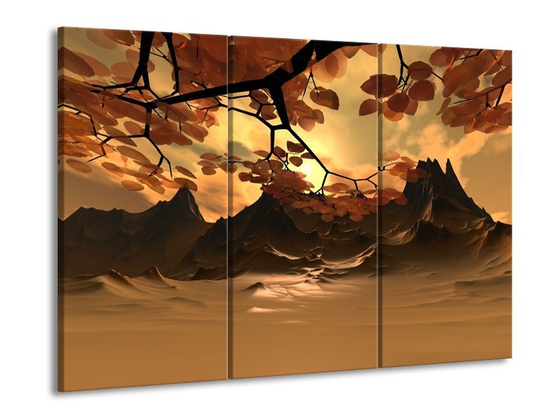 Glas schilderij Natuur | Bruin, Wit, Geel | 90x60cm 3Luik