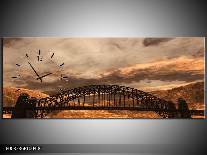 Klok schilderij Natuur | Bruin, Zwart, Grijs | 100x40cm 1Luik