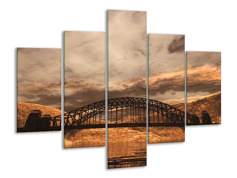 Canvas schilderij Natuur | Bruin, Zwart, Grijs | 100x70cm 5Luik