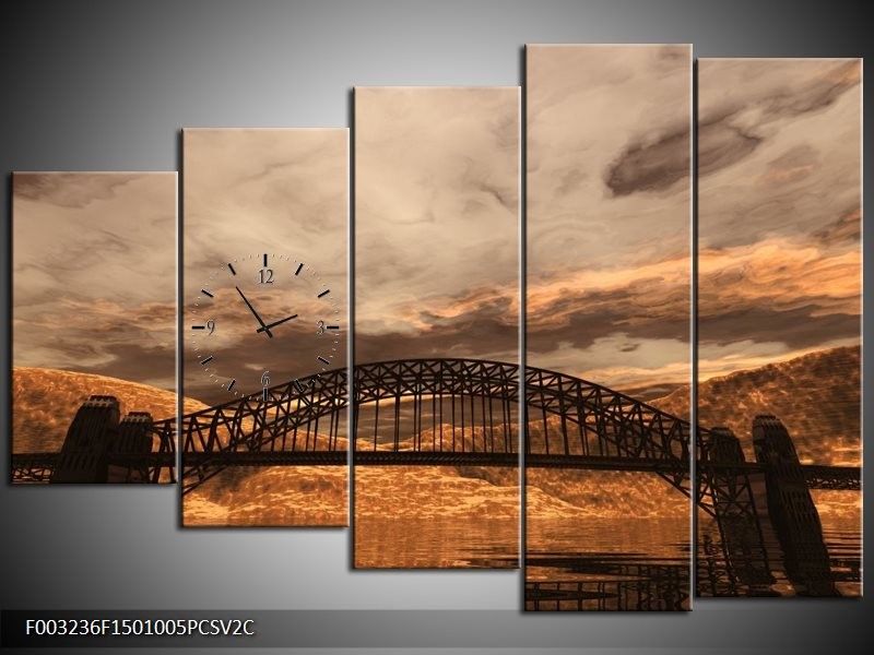 Klok schilderij Natuur | Bruin, Zwart, Grijs | 150x100cm 5Luik