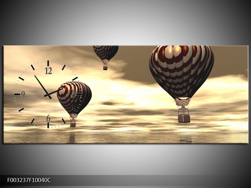 Klok schilderij Luchtballon | Bruin, Grijs, Wit | 100x40cm 1Luik