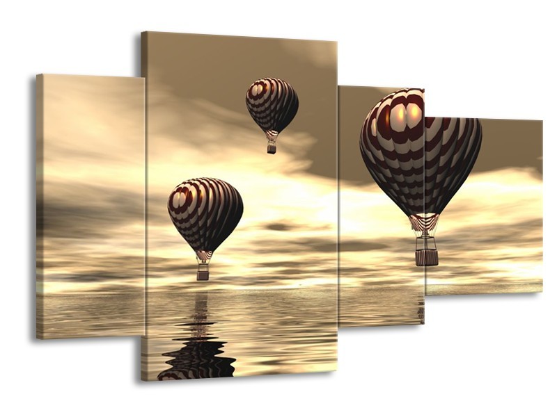 Glas schilderij Luchtballon | Bruin, Grijs, Wit | 120x75cm 4Luik