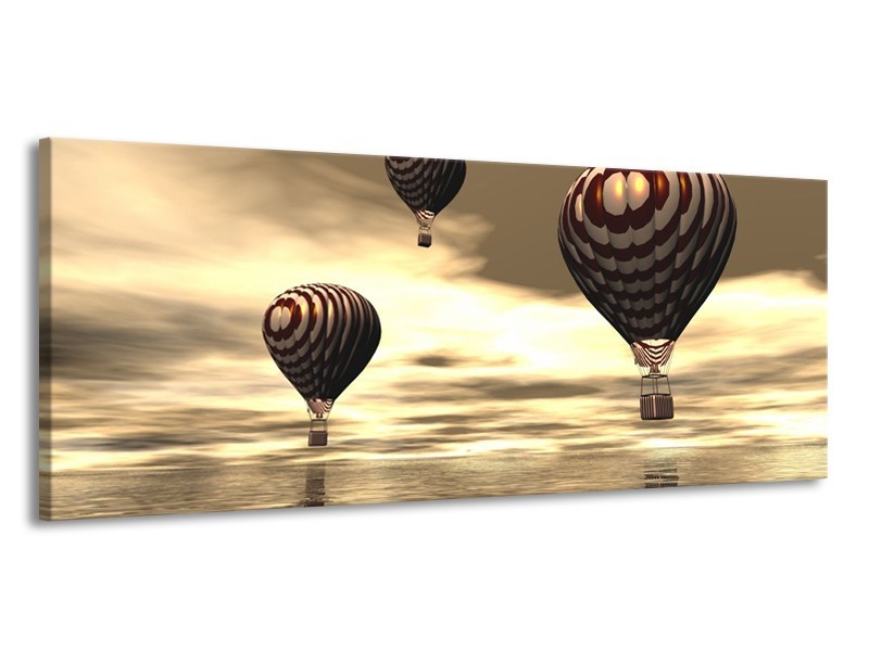Canvas schilderij Luchtballon | Bruin, Grijs, Wit | 145x58cm 1Luik