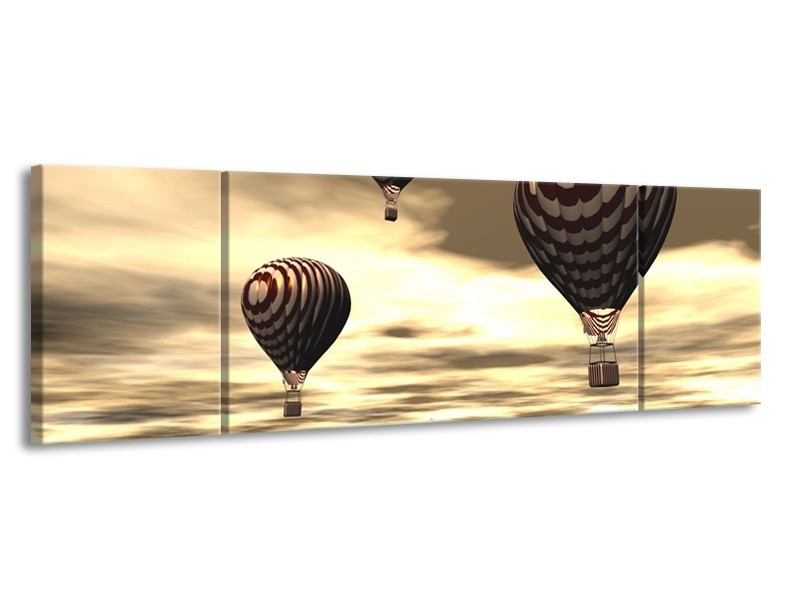 Glas schilderij Luchtballon | Bruin, Grijs, Wit | 170x50cm 3Luik