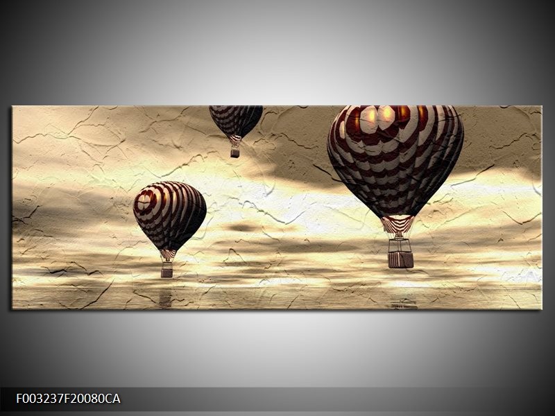 Canvas ART schilderij Luchtballon | Bruin, Grijs, Wit | 200x80cm 1Luik