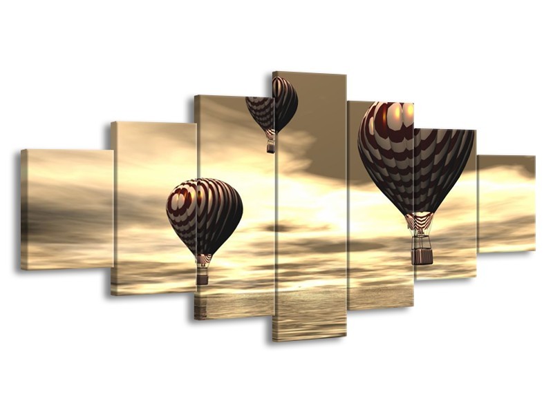 Canvas schilderij Luchtballon | Bruin, Grijs, Wit | 210x100cm 7Luik