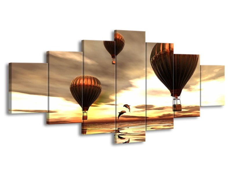 Canvas schilderij Luchtballon | Grijs, Bruin, Wit | 210x100cm 7Luik