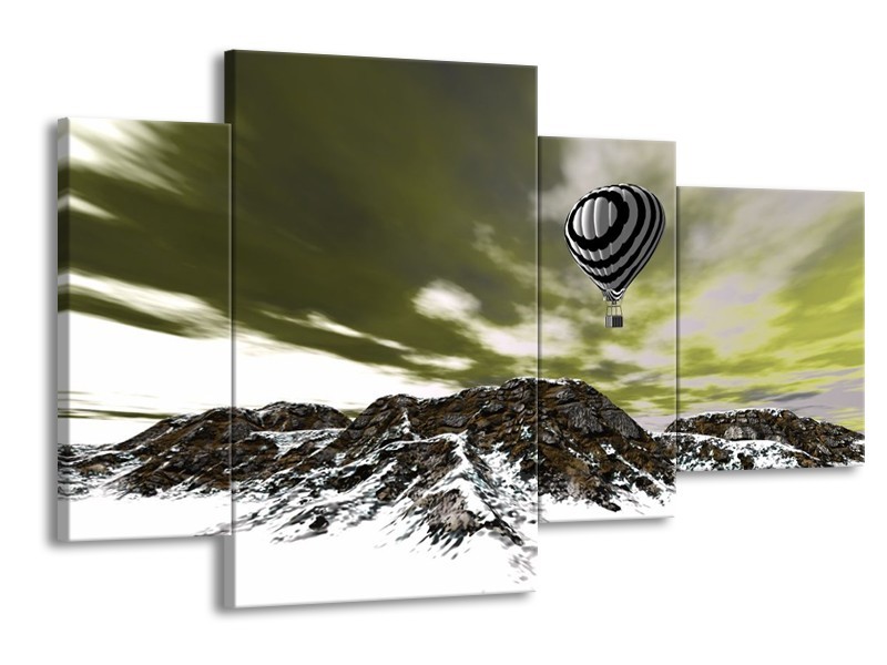 Glas schilderij Luchtballon | Groen, Wit, Grijs | 120x75cm 4Luik