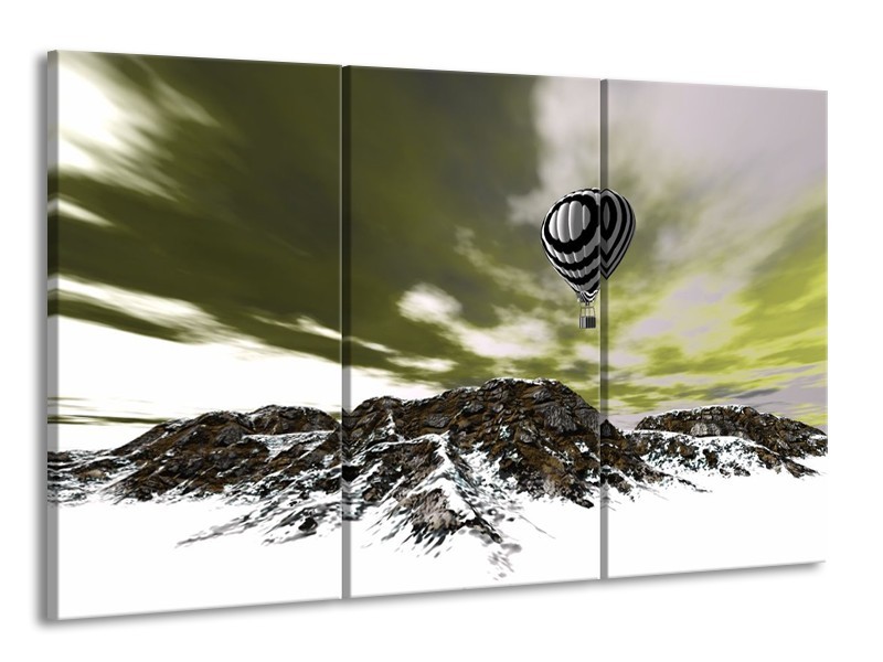 Canvas schilderij Luchtballon | Groen, Wit, Grijs | 165x100cm 3Luik