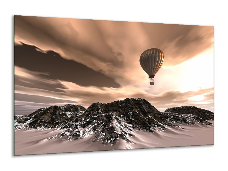 Canvas schilderij Luchtballon | Bruin, Zwart, Wit | 120x70cm 1Luik