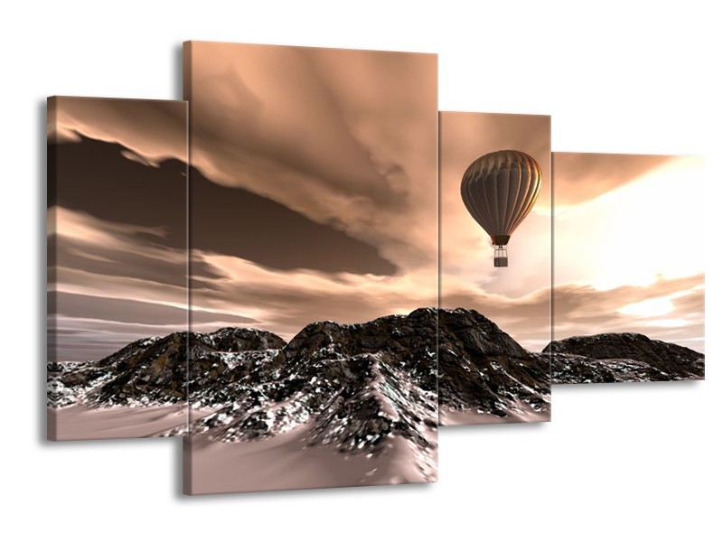 Glas schilderij Luchtballon | Bruin, Zwart, Wit | 120x75cm 4Luik