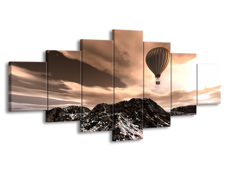 Glas schilderij Luchtballon | Bruin, Zwart, Wit | 210x100cm 7Luik
