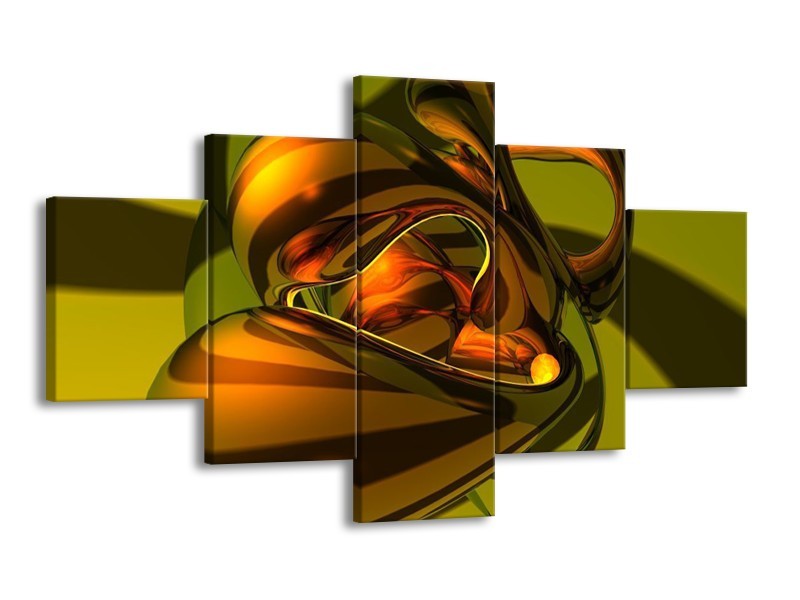Glas schilderij Abstract | Groen, Geel, Goud | 125x70cm 5Luik